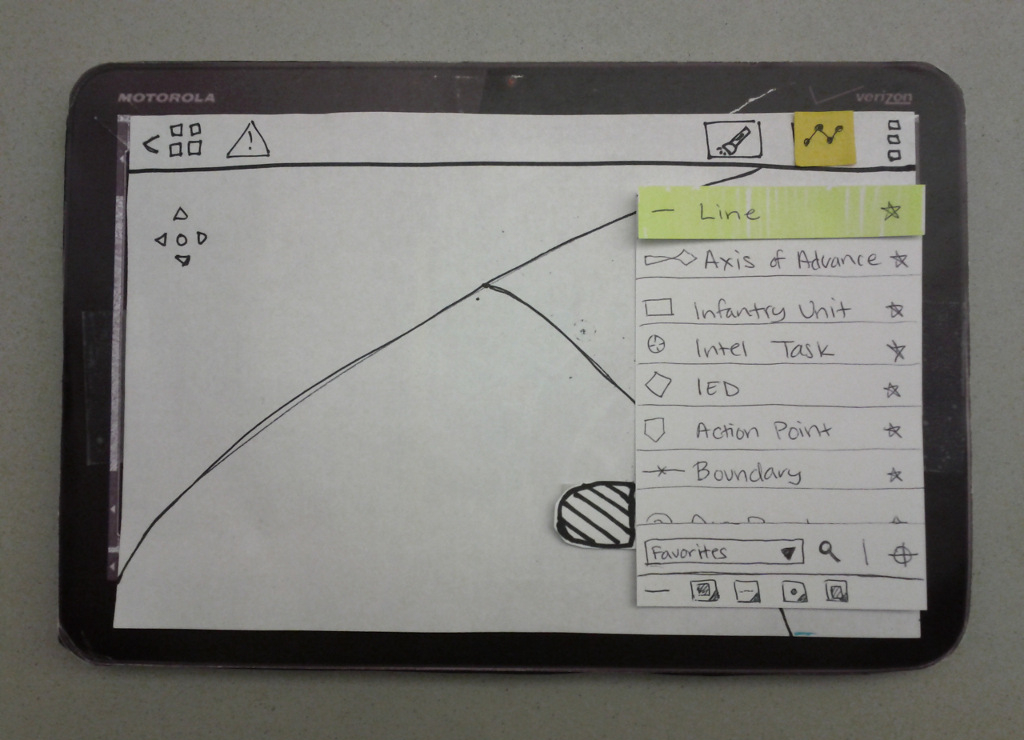 One of many paper
prototype iterations for testing with
users.